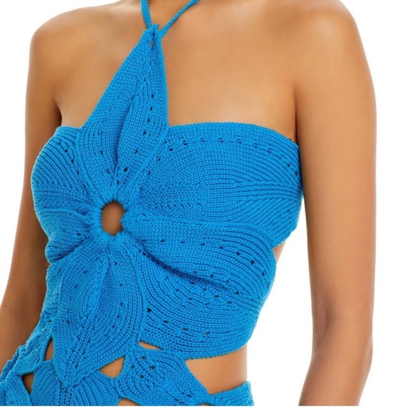 Cult Gaia Floreana Cotton Crochet Halter Mini Dress Size XL - Picture 7 of 13